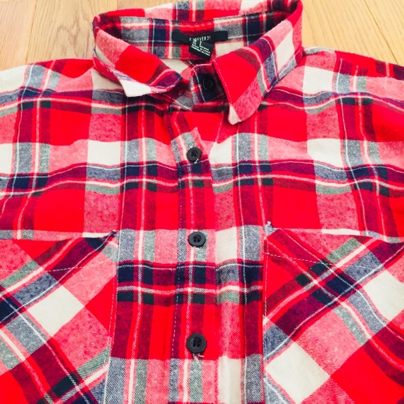 Red, White, & Blue Flannel Shirt F21 - Picture 2 of 3